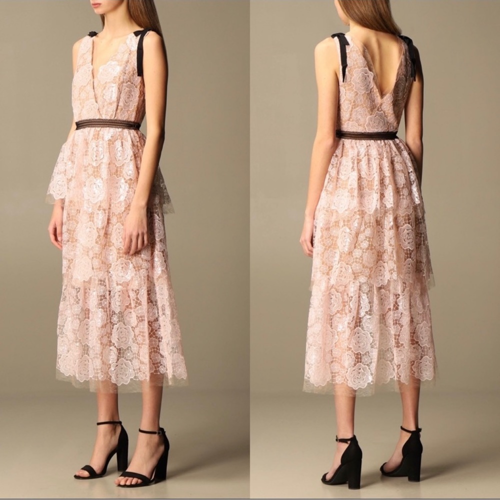 NWOT Self-Portrait Rose Pink Lace Sleeveless Dress